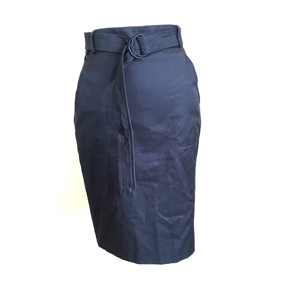 AKRIS punto pencil gray belted midi skirt, size 4(runs small) - Picture 1 of 8